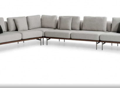Wohnzimmer Ecksofa L-form Holz Modernen mit Luxus Designen Eckgarnitur